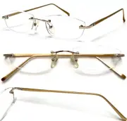 Mens Quality Rimless Reading Glasses +1.25~+3.25 Gold Alloy Spring Hinge Arm L59