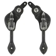 Hilason Western Leather Spur Straps Black With Concho