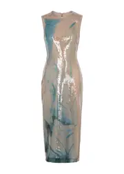 16 Arlington Aveo Printed Sequin Midi Dress - Multicoloured - 14 (UK14 / L) 14 (UK14 / L)