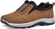 [GHAKKE] Men's Slip On Walking Shoes with Arch Support Outdoor Activity Hiking Orthopedic Shoes Lightweight Non Slip Sneakers Fashion Comfort Work Loafers(Brown,6)