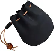 [ANDRESLAD] Mini Leather Storage Bag Pouch Stylish Change Purse for Bills Keys Lightweight Leather Wallet for Daily Use Travel Black