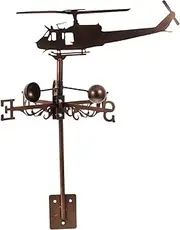 FONDOTIN Metal Weathervane Helicopter Theme Decorative Yard Ornaments for Outdoor Wind Direction Indicator Iron Garden Art