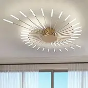 RRBEST LED Ceiling Light Living Room Living Room Lamp Modern Minimalist Ceiling Lamp Indoor Decorative Ceiling Lighting for Living Room, Bedroom and Office (42 Heads, Gold)