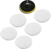 SOESFOUFU 1 Set Wool Car Polishing Pad Set Waxing and Buffing Kit with Hook and Loop Backing for Enhanced Durability and High Efficiency Polishing for Car Detailing