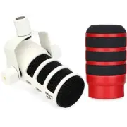 Rode PodMic Cardioid Dynamic Broadcast Microphone with Pop Filter - White/Red