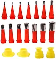 Universal Integrated Rubber Nozzle Tool Kit, Caulking Finisher Kit, 14 Pcs Reusable Stainless Steel Caulking Nozzle Applicators with 4 Connection Bases Replacement, for Bathroom Kitchen Doors