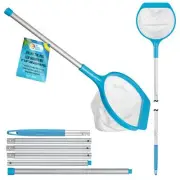 27" to 58" Pool Hand Leaf Skimmer Net & Poles - 7" Deep Ultra Fine Mesh Netting