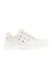 MCM Skyward Logo Printed Lace-Up Sneakers 36 White