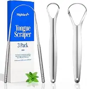 NightieZzz Metal Tongue Scraper - Pack of 3, Resistant Stainless Steel Tongue Scraper for Adults - Portable - Perfect for Bad Breath, Oral Hygiene, and Mouth Cleaning