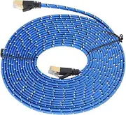 MERRYHAPY 10Gbps CAT7 Ethernet Cable by 5M Double-Shielded Flat Cable for Networking Router Fiber Mesh Strain Relief