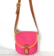 NEW FOSSIL AUSTIN FAB SM FLAP FLAMINGO PINK CANVAS+LEATHER CROSSBODY,PURSE,BAG