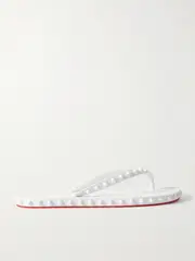 [Christian Louboutin] Christian Louboutin - Super Loubi Studded Rubber Flip Flops - White - IT36 IT 36 White