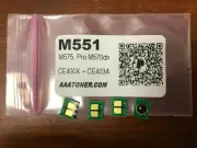 4 Toner Chips for HP LaserJet M551, M575, Pro M570dn (CE400X ~ CE403A) Refill