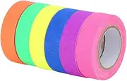 6 Rolls Neon Tapes Fluorescent Adhesive Tapes Neon Gaffer Cloth Tape UV Rolls Spike Tapes Blacklight Reactive Tape - 15mm x 5m
