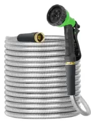 100’ GARDEN WATER HOSE 304 Stainless Steel Sprayer 100 FOOT Heavy Duty NO KINK