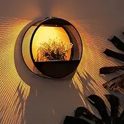 CNAPXAIA Solar Plant Stand with LED Lights - Wall Mounted Metal Shelf Garden Decor for Outdoor Plants, IP55 Waterproof Flower Pot Holder with Two-Tone Mode Black