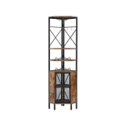 Ihomdec 6-tier Multifunctional Pentagon Corner Shelf With Storage Cabinet Rustic Dark Brown
