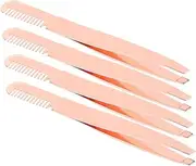4Pcs Professional Stainless Steel Eyebrow Tweezers for Women Precision Brow Shaping Tools with Comb for Eyelash Extensions and Makeup Touch Ups