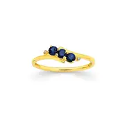 9ct Gold Created Sapphire & Diamond Offset Ring in Blue