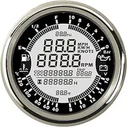 APTPKGDFDK 85mm 12V GPS Tachometer 6 in 1 Multifunction Gauge Boat Oil Pressure Gauge 10 Bar Speedometer Boat RPM Meter Compatible with Moto Temperature Meter(BS-10 Bar)