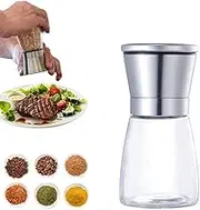 EZONEDEAL Stainless Steel Salt and Pepper Grinder | Manual Ceramic Mills Glass Refillable Salt & Peppercorn Shakers 180/160ML (160ML)