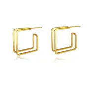 Culturesse Finley 13mm Sculpture Frame Earrings Women's Jewellery Gold Vermeil