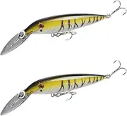 2 Pcs Fishing Accessories Deep Diving Jerkbait Minnow Crankbaits Fishing Fake Baits Tackle with Hooks Hard Baits