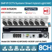 Hkivision 8CH 4K NVR CCTV System 5MP IP Camera ColorVu+IR 2-Way Audio POE IP67