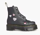 NEW! Dr Martens Women's Sinclair Hearts Platform Boots Black Satin Lux Size 5