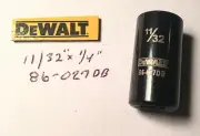 DeWalt 11/32" x 1/4 " Dr SAE Black Chrome Socket - 86-027DB - 6 Pt