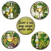 SET OF 5 Wine Magnets A Gal Who Loves White Wine Wine Lover Gift Fridge Magnets
