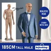 Male Mannequin 185CM Model Clothes Dressmaker Torso Manikin Dummy Full Body Head