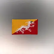Bhutan Flag Patch — Iron On Badge Embroidered Motif— Bhutanese World Mini