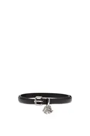 [Diesel] Diesel - 1.4cm nappa leather belt with logo charms - Belts - Woman - Black 85 Black