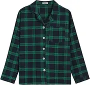 Latuza Women's Plaid Flannel Pajama Shirt Button Down Long Sleeve Pj Top