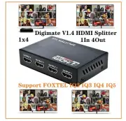 Digimate 1x4 V1.4 HD HDMI splitter 3D 1080p Foxtel IQ2 IQ3 IQ4 Works Perfectly