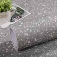 在飛比找Yahoo!奇摩拍賣優惠-加厚大理石紋壁貼 廚房流理檯面防油貼紙 灰色水磨石浴室壁紙 