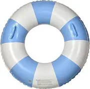 Swim Ring, O-Shaped Float - Thickened Anti-Rollover Floatie with Handles Striped Design for Water Play Adults Summer Party Beach