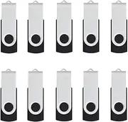 Wholesale 10 Pack 1MB-32GB Bulk Pack USB Flash Drives Swivel Thumb Drive Memory Stick, Black (1GB)