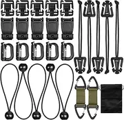 Tactical Bag Molle Backpack Attachments Kit Accessories, D-Ring Grimloc Locking Gear Clip Web Dominator Elastic Strings Strap