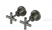 Meir Round Cross Handle Wall Top Assemblies | Classic Cross Design, Solid Brass, Jumper Valve Connection, Long Spindle for Precision | Bathroom, Kitchen, Laundry Tapware Upgrade in Shadow Gunmetal