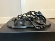 Men Black YSL Saint Laurent Size EU 46 Slides Sandals Italy