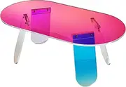 [VEVOR] Acrylic Coffee Table, Iridescent Acrylic End Table, 13.8 inch high Colorful Acrylic Side Table, for Coffee, Drink, Food, Snack Used in Living Room, Courtyard, Terrace