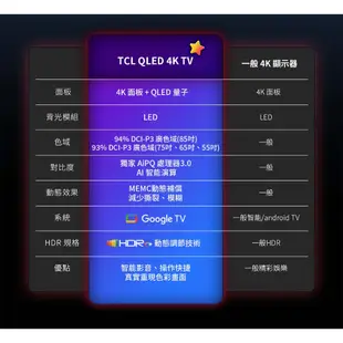 TCL 55吋 C755 QD-Mini LED Google TV 量子智能連網液晶顯示器【含簡易安裝】55C755