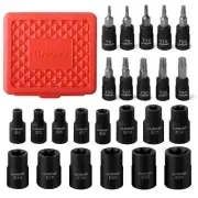 Torx Bit Socket and Female External Socket Set 24PCS, 10 Star Socket Bits (T8...