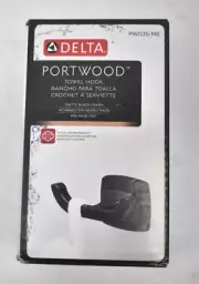 Delta Portwood Wall Mounted J Hook Double Towel Hook Bath Hardware Matte Black
