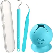 iVyne Berry and Silicone Weeding Tools - Suction Vinyl Weeder, Craft Tweezer, Scrap Collector Holder, Storage for Cricut, Silhouette Accessories - Blue