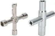 2pcs Sillcock Key, 4 Way Sillcock Key Set, Multi-Functional Stainless Steel Water Key, Utility Keys & Turn Screws for Valve, Faucet, and Spigots,for Power, Water, Gas, Trains...