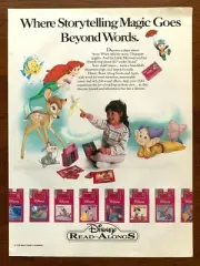 1990 Disney Read-Alongs Book Audio Tapes Vintage Print Ad/Poster Ariel Bambi 90s