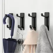 4Pcs Self Adhesive Wall Hook Double Hook Hanger Home Kitchen Bathroom Hanger Cabinet Tool